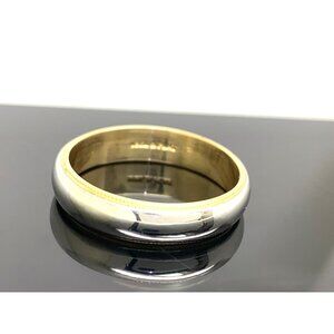 Wedding Band Platinum 18k Yellow Gold 4.7mm Wide Ring Estate Jewelry Size 9.25